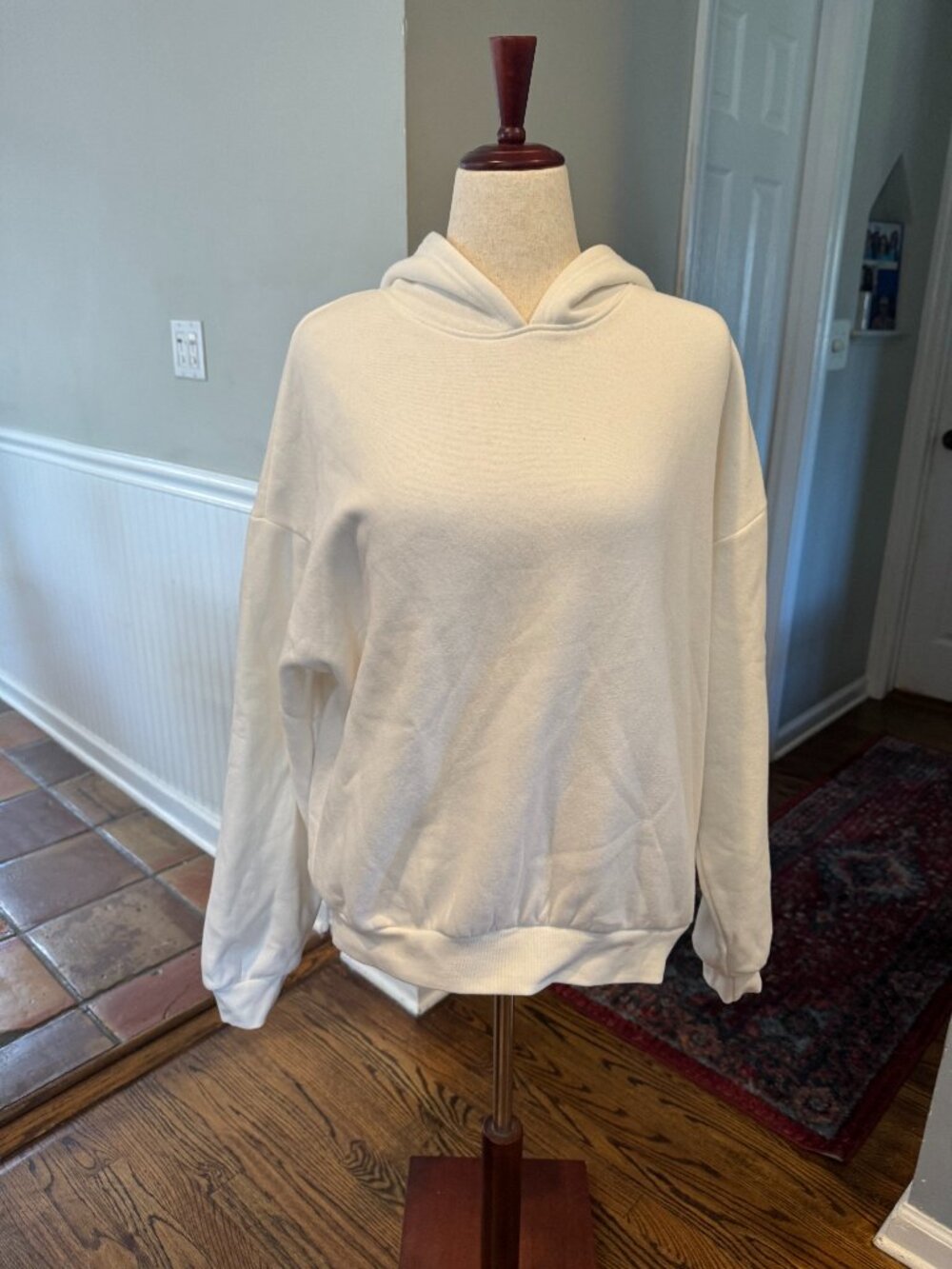 Edikted Bonney Bow Detail Hoodie - Cream / Blue Bows (Size Large)